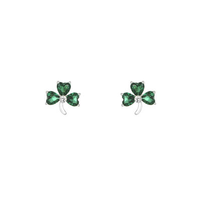 Grá Collection Green Stone Shamrock Earring Sterling Silver